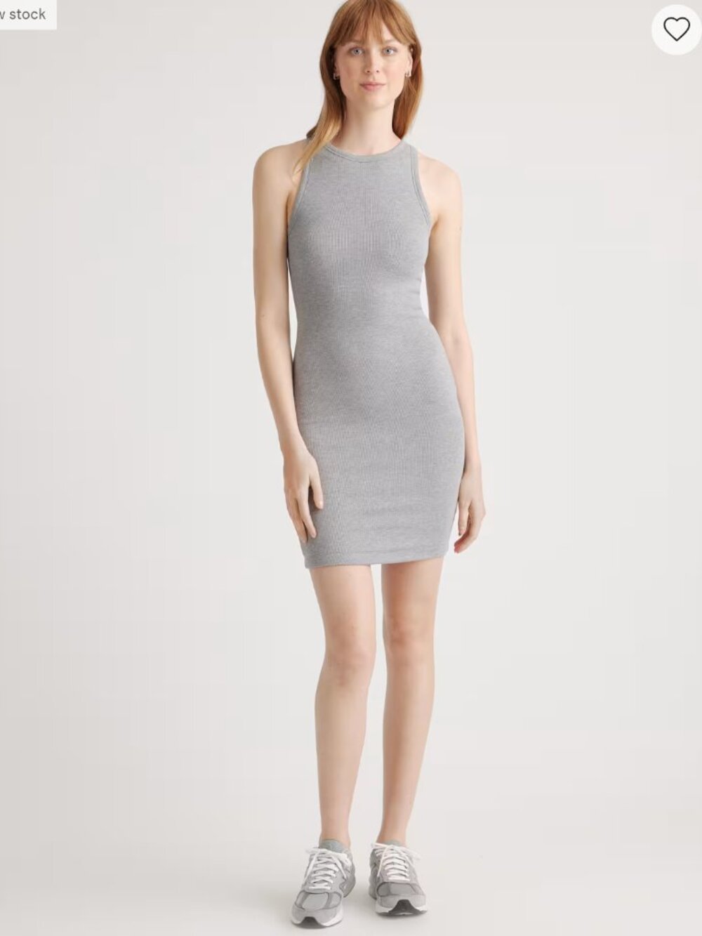 Quince Tencel Rib Knit Sleeveless Mini Dress Heather Grey Small NWT